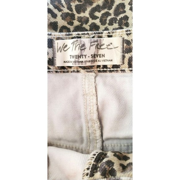 Free the People We the Free Leopard Print Raw Hem Bailey Mini Skirt Size 27 - Picture 3 of 5